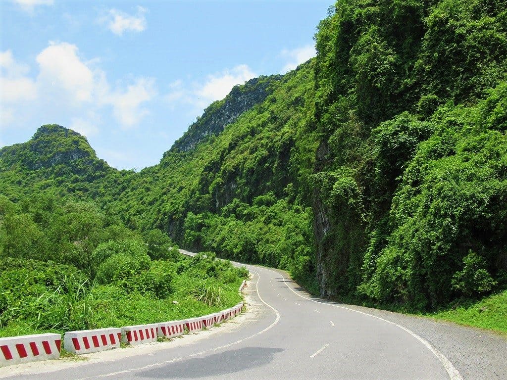 Hiker on a trail in Cat Ba National Park, a top outdoor thing to do in Ha Long Bay