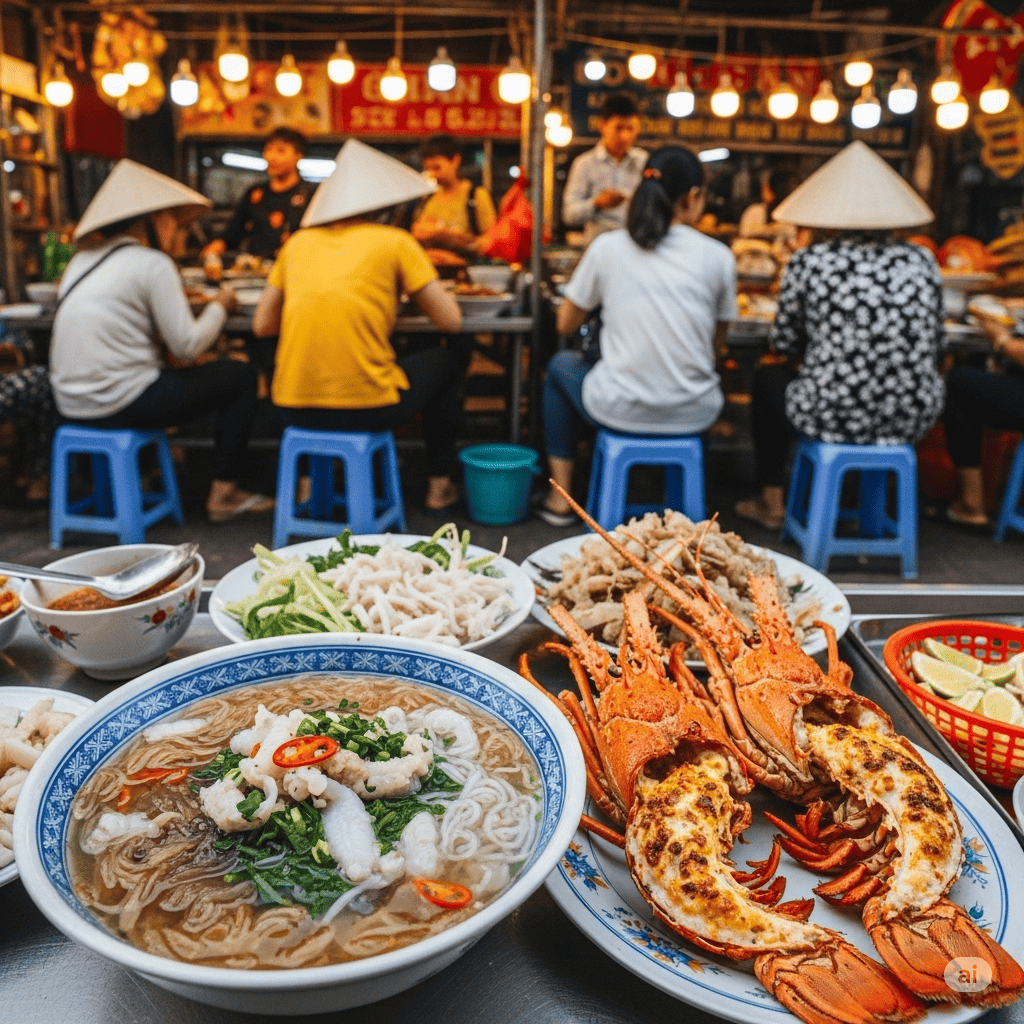 在 Đầm 市场品尝芽庄的新鲜海鲜