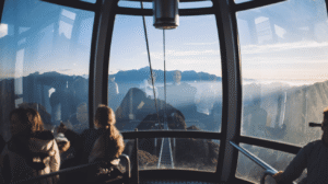 panoramic view of misty mountain