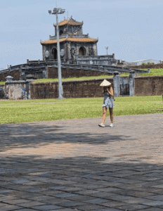 Hue Imperial City courtyard, Ngo Mon Gate, family exploring Hue Citadel, toddler running (2)