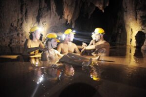 mud bath in dark cave