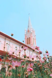 Tan Dinh Pink Church from Cong Cafe 9