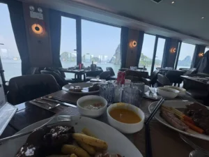 eating a bizarre 10h00 AM brunch buffet