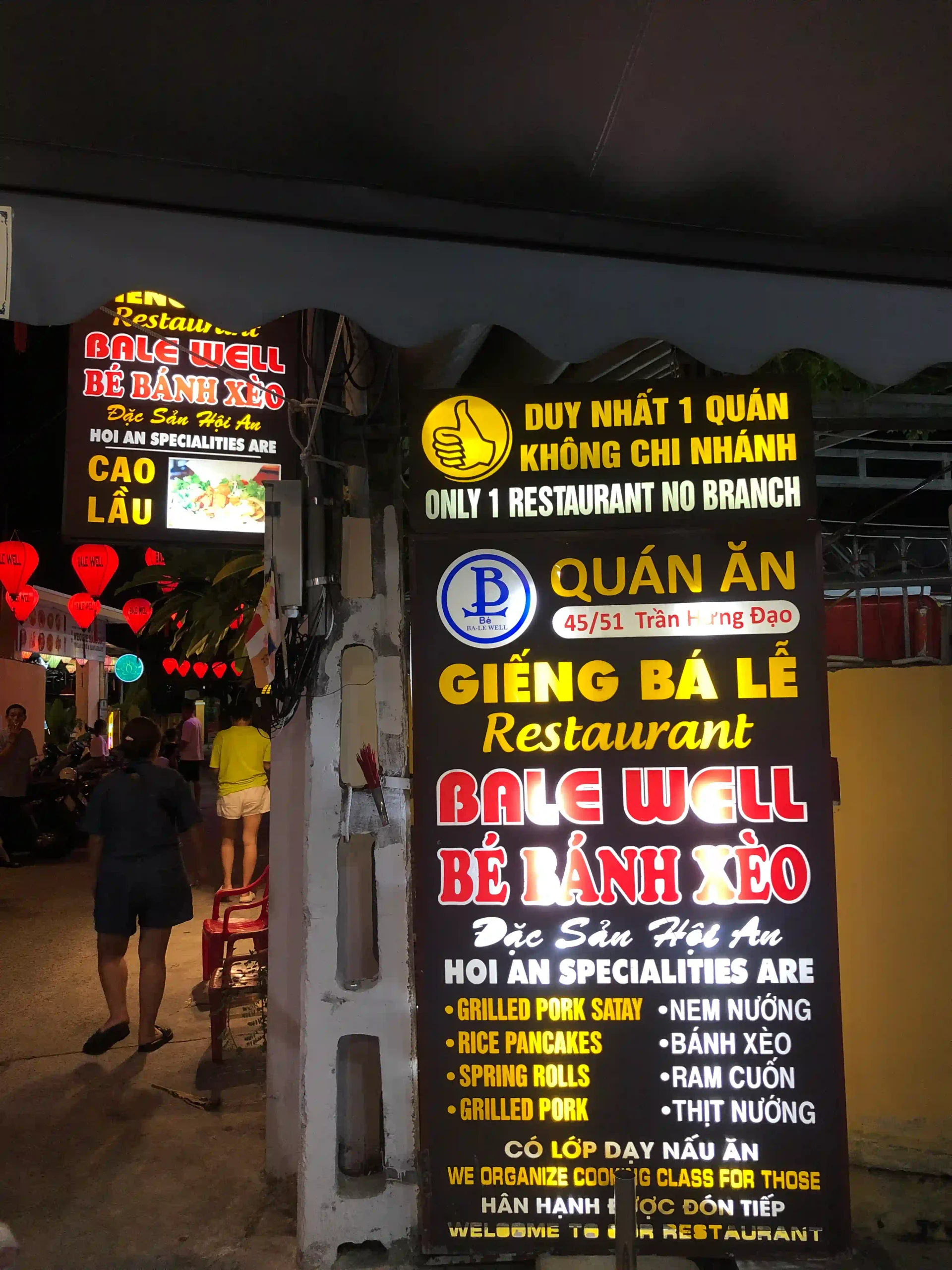 Is a Hoi An evening walking food tour worth the money? 13 Banh xeo nem lui grilled pork crispy spring rolls ba le well hoi an food tour 3 scaled Vietadvisor