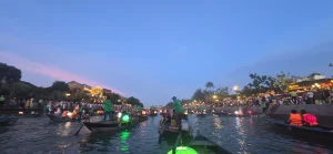 Time of evening hoi an lantern boat