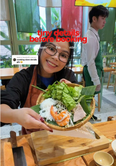 Replying to @Yongsky08 Come join us in a cooking class in Ho Chi Minh City 👀 while I share the tiny details you need to know before booking 💵 P1,400+ per pax 🍜 Inclusions: ⏰ 3-4hr cooking class  🍤 english/vietnamese guide 👯&zwj;♀️ group cooking class  🌀airconditioned room 🥘 cooking ingredients 👩&zwj;🍳 step by step chef guidance 🍽️ enjoy self-cooked meals      🧾 recipes sent via email 🎓 certificate  🍹 complimentary ice tea & water 📌 make sure to save this for your Ho Chi Minh trip & follow for more tiny travel details 😉 __________ 🧡💙 you can click the website link in my bio, all the activities are listed there for easy access  btw here&rsquo;s my travel discount codes: 𖥔 ݁ ˖ KLOOK CODE: TRINAKLOOK 𖥔 ݁ ˖ AGODA CODE: TRINA (hotel) TRINAGODA (activities)