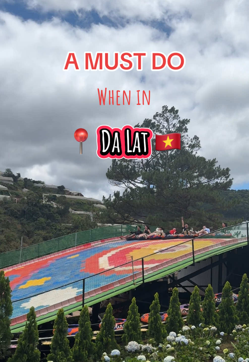 📍Rainbow slide, Da Lat! 🌈 Don&rsquo;t miss this fun activity when in Vietnam! 🇻🇳 #dalat #vietnam #rainbowslide #travel #traveltiktok #traveltok #backpacking #fyp #thingstodo #southeastasia #rainbow #travelling #activity 