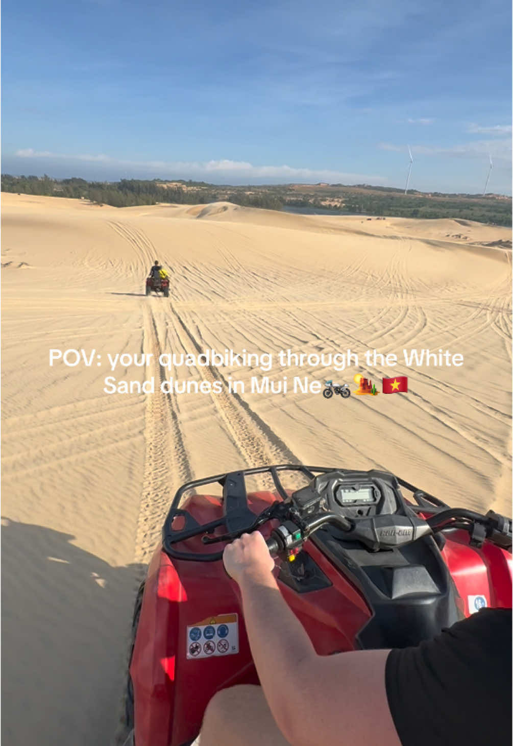 Riding a quad bike in the White Sand dunes in Mui Ne was fantastic and I would highly recommend anyone to visit to just do this!🤩  We managed to find a place which let us ride the quad the whole time whilst having a guide site behind!👍 💰Cost = 1,000,000VND = &pound;28.55 pp for 30 minutes on the dunes Comment for the location!👀 #fyp #vietnam #muine #whitesanddunes #sanddunes #quadbike #biking #views #scenery #travel #travelling #traveltiktok 