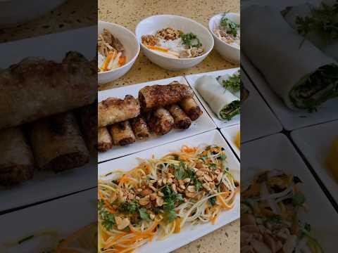 Everything we cooked and ate during our cooking class in Hanoi Vietnam #shorts #cooking #streetfood