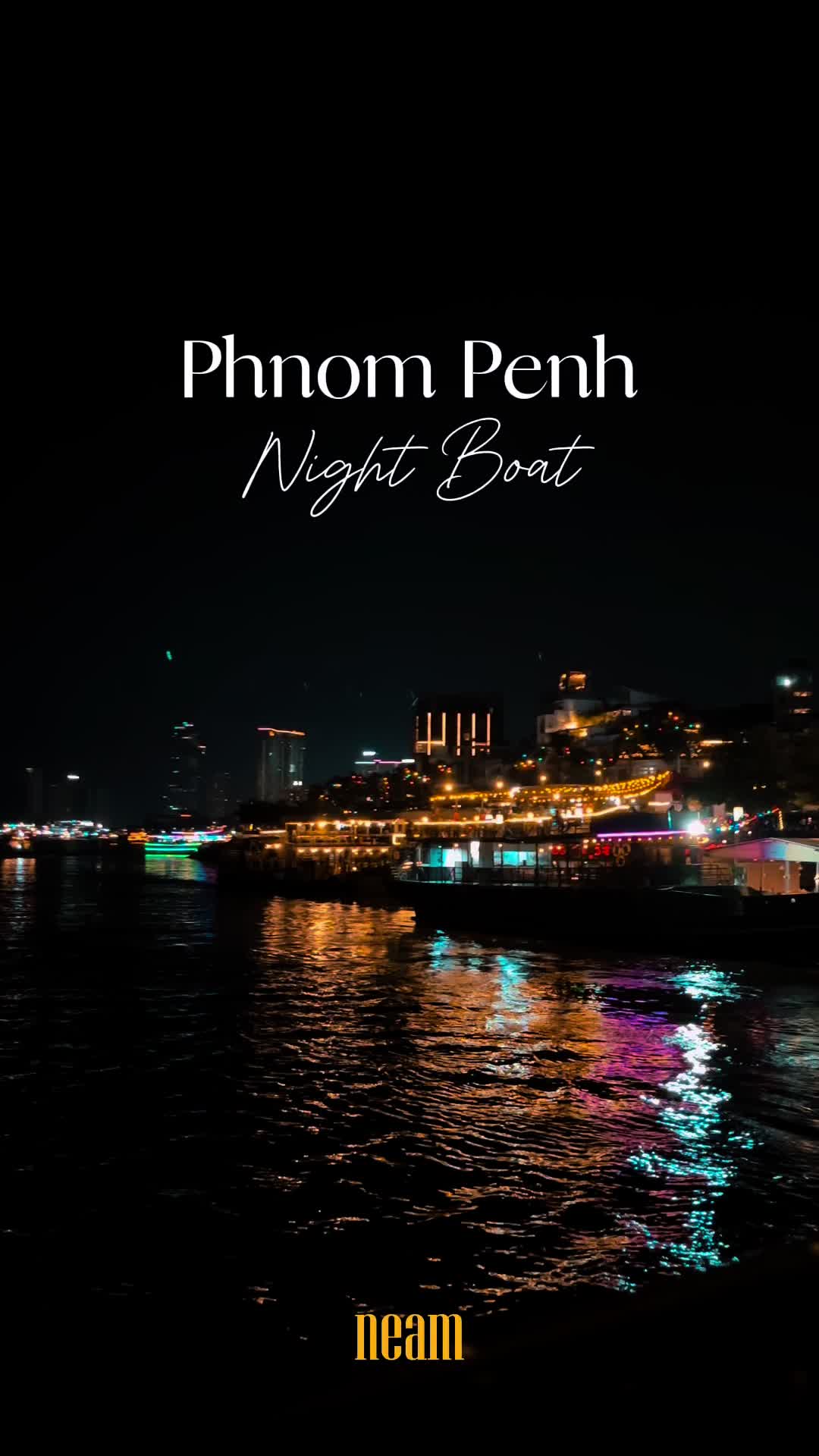 Night boatride along the Chakto Mukh river ✨ #ដើរជាមួយនាម #phnompenhcity #cambodia🇰🇭 