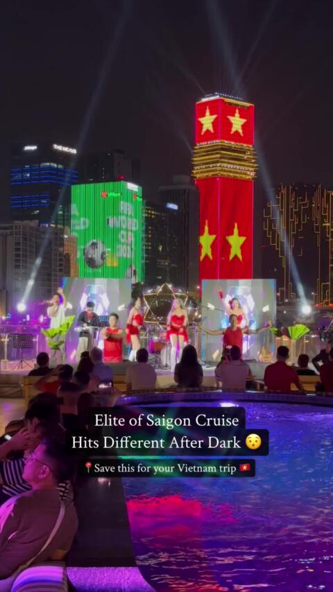 This Luxury Dinner Cruise is a Must Do while you&rsquo;re in Ho Chi Minh City / Saigon 🛳️ ✨🌃 🇻🇳 📍Booked this experience on the @Du Thuyền Elite of Saigon through @GetYourGuide . The name of the experience on GetYourGuide is called - Elite Luxury Cruise | Premium Buffet or Elegant Set Menu 🕖 Start time for us was 7 pm however it could vary depending on the month. We met our hostess at the meeting point in Khanh Hoi Port for our boat departure time of 7:30 pm.  🍽️ The first thing we did after boarding was enjoy the dinner buffet, which was plentiful, varied, and truly amazing! 😋 🌃 After dinner, we all headed up to the top deck to take in the stunning Saigon skyline at night ✨. We enjoyed the live music and dance performances that took place throughout the cruise &mdash; from inside during dinner to outside on the top deck.  👌The staff were exceptionally warm and welcoming, and we want to give them a big thank you for making our experience the best it could be!  🎆 They even put on a fireworks display on the top deck at 9 pm, which looked incredible against the illuminated Saigon skyline!  All in all, this was a true 5/5 luxury dinner cruise in Saigon and we loved it! 💯 It&rsquo;s priced around $100-$130 USD per person depending on which meal option you select but still totally worth it! I read cheaper options are available too but they will come with much less than what you get with the full premium experience, worth a look though if that&rsquo;s what you&rsquo;re interested in. Would you do this? 👀  Let me know in the comments below ⬇️  Save for your Vietnam trip 🇻🇳 #eliteofsaigon #saigonrivercruise #hochiminhcity #saigon #vietnamtravel 