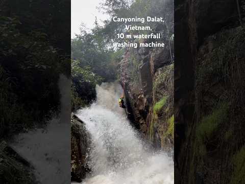 Canyoning Dalat, Vietnam,10 m waterfall,  washing machine, so strong you spend 5 sec under the water