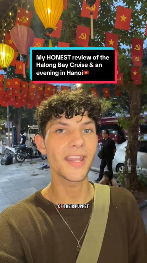 My honest review of the Halong Bay cruise & an evening in Hanoi! 🇻🇳 The experience I had on the boat was good, although there were parts of the itinerary which were oversold and the price point felt very high for what it is. I ended up paying around &pound;150 in total for 1 night, which could buy you a week in a hotel in somewhere like Ninh Binh&hellip; regardless, this vlog contains me visiting the Trung Trang cave, the Thang Long Water Puppet Theatre & getting a pizza in the old quarter. 🛳️🌊🎭🍕 #halongbay #honestreview #waterpuppetshow #hanoi #solotravel 