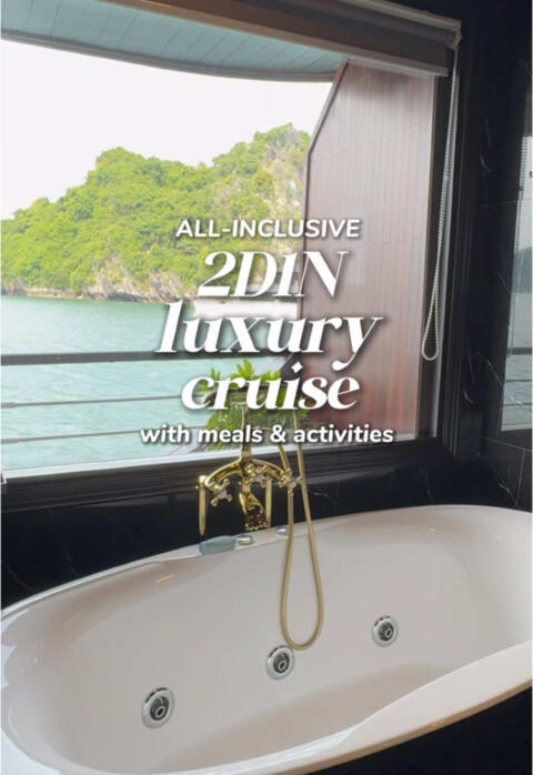 Replying to @gita 🍉 we managed to get a complimentary upgrade to this suite by booking directly from the operator. It includes all meals, activities & excursions to its neighbouring landmarks! 📍Orchid Premium Cruise #halongbay #hanoi #vietnam 