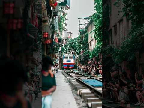 Upclose POV of Hanoi Train Street