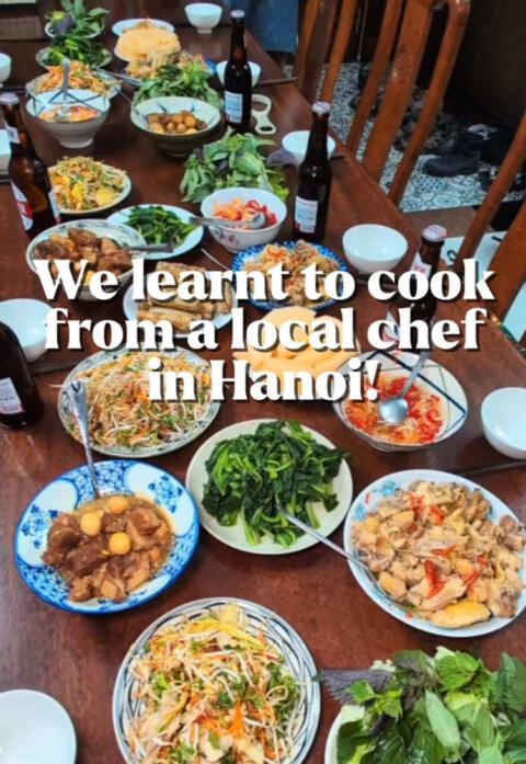 We went for a cooking class in hanoi with a chef who worked with Gordon Ramsay when he was in vietnam! Chef Duyen runs the cooking classes out of her home kitchen and we started the day with a tour around the local market, learning about ingredients and even tasting some of them! We then made our way to her home, where we had the chance to cook 6 dishes with her guidance! Learning how to make delicious dishes like Caramel Pork and Ginger Chicken, to fried and fresh spring rolls!  This was such a great way to learn about Hanoi&rsquo;s culture and heritage through food!  📍 @SeekSophie Experience: Cook Hometown Recipes with Gordon Ramsay Fire #creatorsearchinsights #vietnam #hanoi #cookingclass #thingstodo #sgfoodie #sgtravel #vietnamesefood #eshton 