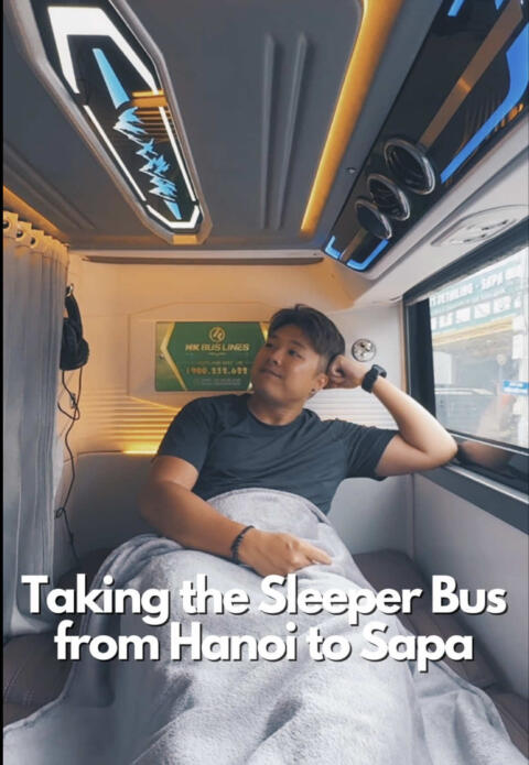 Overnight sleeper bus from Hanoi to Sapa 🇻🇳 One of the experiences I was most excited for this trip &mdash; and it didn&rsquo;t disappoint! I took the 10pm bus, got a private cabin on the upper deck and arrived in Sapa after a surprisingly comfy 6-hour ride. Such a unique way to travel &mdash; cheap, comfy, and saves you a night&rsquo;s stay! #HanoiToSapa #VietnamTravel #SapaTrip #SleeperBusExperience 