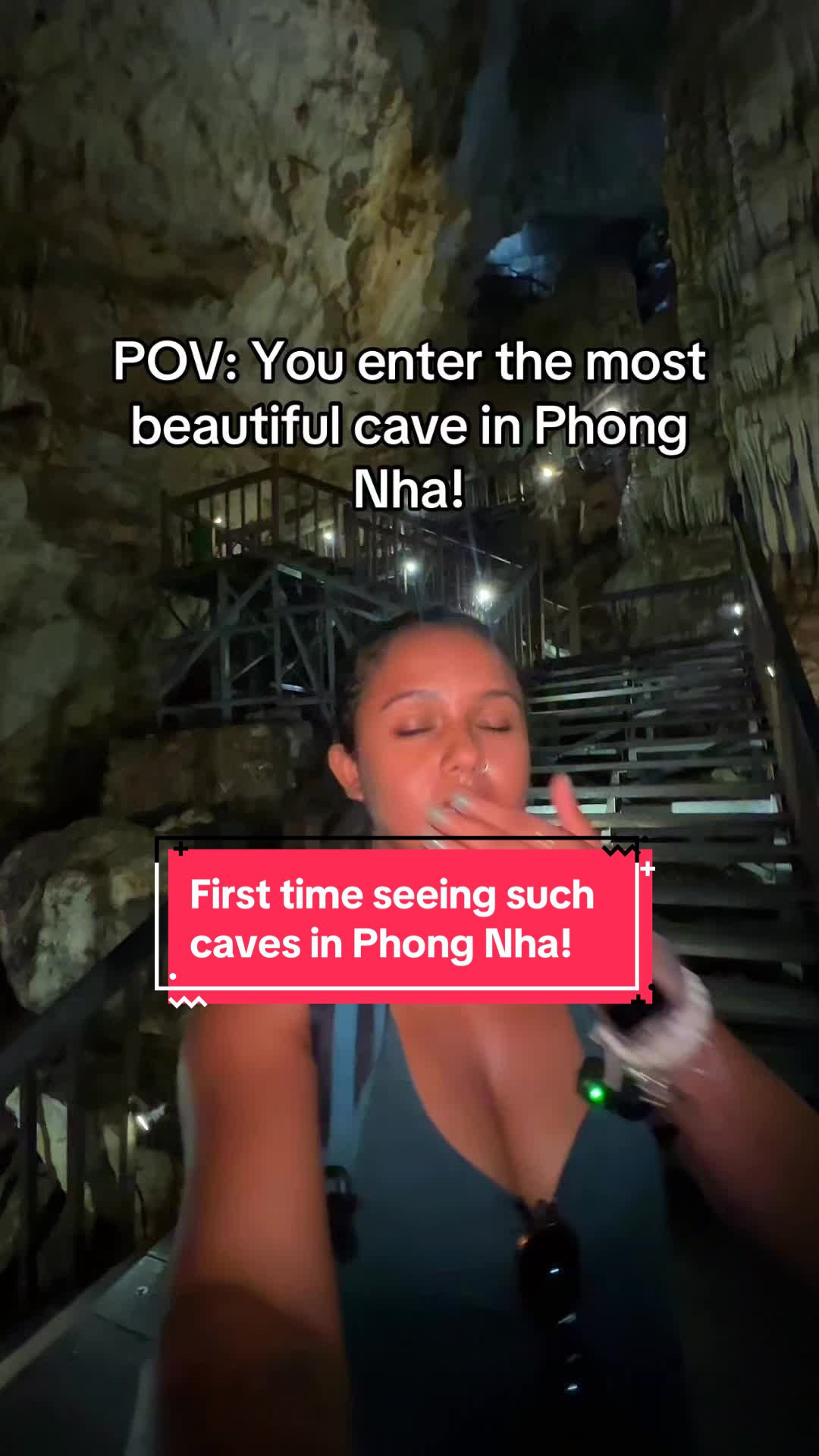The entrance to Paradise Cave in Phong Nha is tiny and as soon as you enter, this is what you see!  My reaction when I saw the most beautiful cave in Vietnam was &ldquo;speechless&rdquo; and every single person who entered before me had one reaction &ldquo;wow&rdquo;.  Paradise Cave is a must visit in Phong Nha, Vietnam. Don&rsquo;t miss out on it.  #paradisecave #phongnha #vietnam #centralvietnam #vietnamcaves #vietnamtrip #vietnamtravel #caves #reaction #firstreaction #caves 