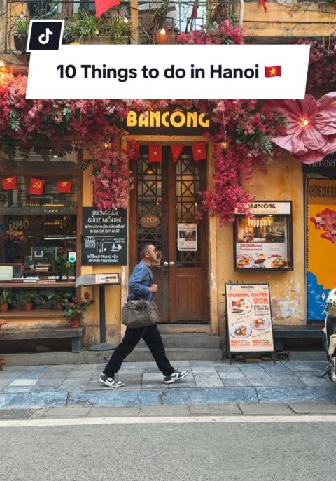 Top 10 things to do in Hanoi, Vietnam 🇻🇳 &bull; 1. St. Joseph's Cathedral Hanoi is a late 19th-century Gothic Revival church in Hanoi, 2. Tran Quoc Pagoda - The oldest Buddhist temple in Hanoi, located on West Lake, 3. The Imperial Citadel of Thang Long is a historic complex in Hanoi, that served as the political center of the country for over 13 centuries, 4. Ho Chi Minh Museum - Located again in the same complex as above, a truly interesting stop for Vietnamese history, 5. Watch the train pass on train street, 6. Egg Coffee is a signature Vietnamese drink at Bancong Cafe Hanoi, 7. Ngoc Son Temple - A stunning temple located on the Hoan Kiem Lake, featuring the legend of the Sword Lake, 8. Water Puppet Show - Thang Long is such a great way to learn a bit of history and tradition while watching such amazing talents! - Optional audio guide for 50k! 9. Note Coffee - An iconic Hanoi cafe, a must visit for a drink and to leave your mark on Hanoi 10. Exploring the Old Quarter - So many things to keep you busy here! From shopping to cafe hopping to sightseeing, Old Quarter has it all. #hanoi #hanoivietnam #cafevietnam #vietnamtravel #travel #traveltok #vietnam #travelinspo #traveltips #makaffahtravel #backpacking #garliovietnam 