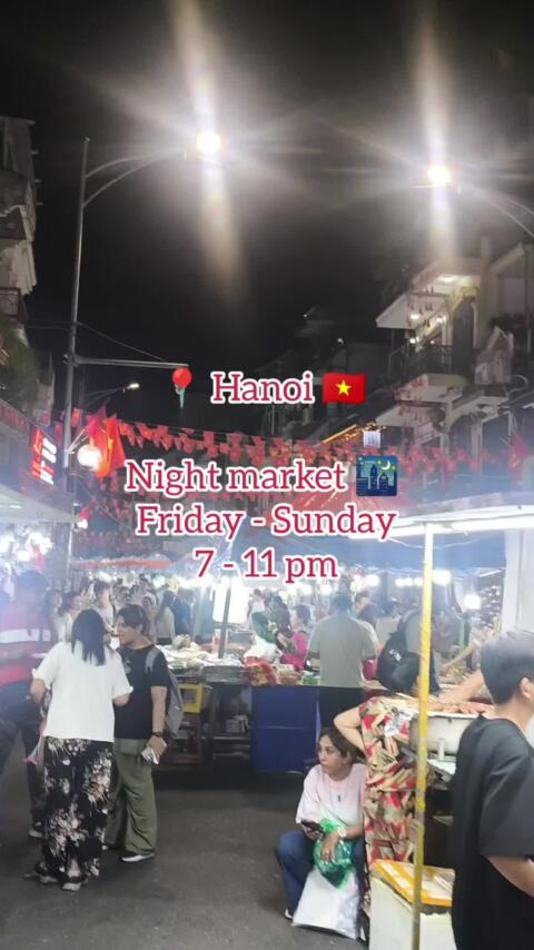 🛍️ Hanoi Night Market Magic: The Real Street Vibes 🇻🇳🌙 Plan your Hanoi trip now ✈🌏 https://wcifly.com/plan-HAN Every weekend, from Friday to Sunday between 7 PM and 11 PM, the streets of Hanoi&rsquo;s Old Quarter turn into a massive open-air market full of local food, souvenirs, and street performers. It&rsquo;s loud, colorful, and chaotic in the best way possible. Walking there feels like diving into the real energy of Vietnam &mdash; where tradition meets nightlife, and every corner smells like grilled skewers or fresh fruit. #Hanoi #Vietnam #NightMarket #Travel #asia 