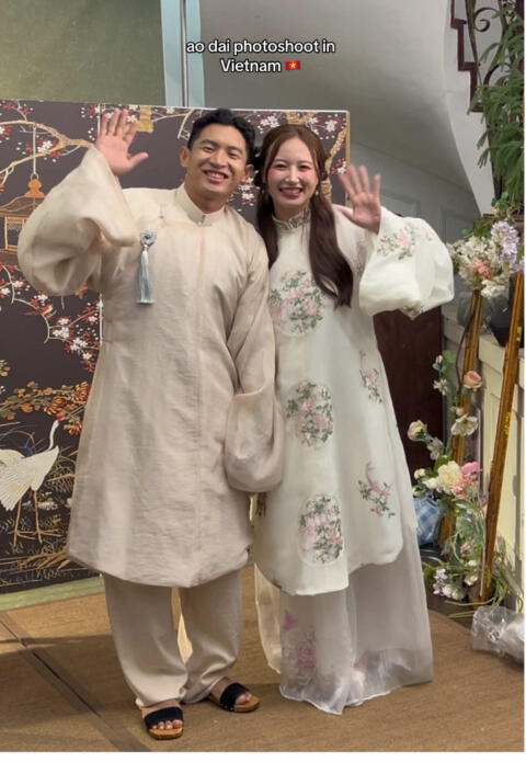 ✨ A trip to Vietnam isn&rsquo;t complete without a photoshoot. The ultimate souvenir? Memories in an ao dai 💕 #VietnamTrip  #TravelGoals #marriedlife #hochiminh #coupleshoot 