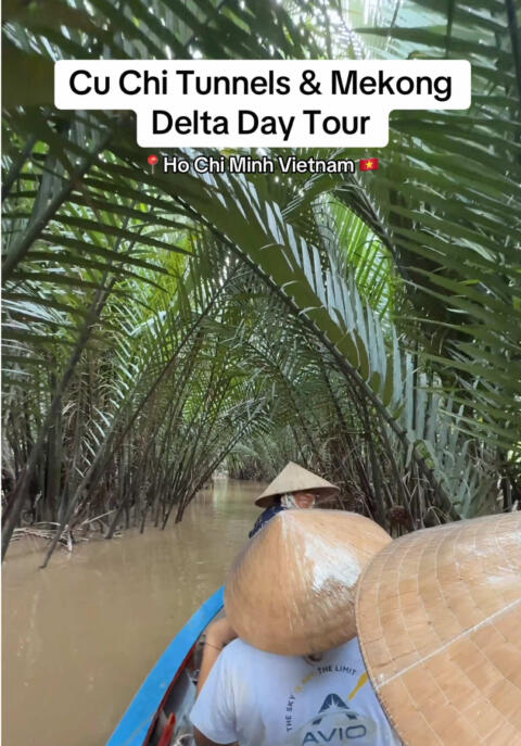 This 2-in-1 day tour is perfect if you&rsquo;ve only got a short stay in Ho Chi Minh Vietnam 🇻🇳!! You get to visit both the Củ Chi Tunnels and the Mekong Delta in one day as the tour runs between 7am - 5pm. You&rsquo;ll crawl through the Vietnam War tunnels, see the traps, try the hidden manhole, have a traditional Vietnamese lunch, take a boat through the Mekong canals, and get a real glimpse of life in south Vietnam outside of the big city Saigon. Huge shoutout to our guide Annie @Nine Ink & Beaut&eacute; who did an amazing job!! #vietnam #saigon #hochiminh #cuchitunnels #mekongdelta 