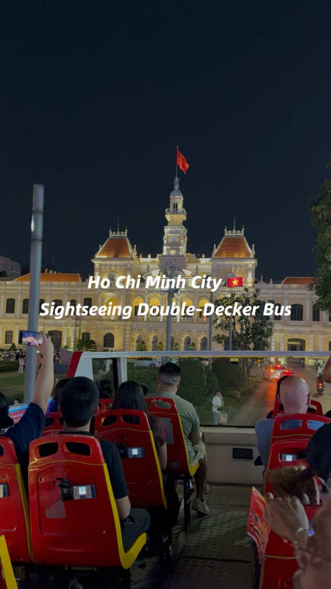 45 minute night bus tour in ho chi minh city. night tour starts from 4:30pm to 9pm. frequency: 30 minutes/ bus (non stop and no audio) #hochiminhcity #saigon #vietnam #vietnamtravel #vietnam🇻🇳 