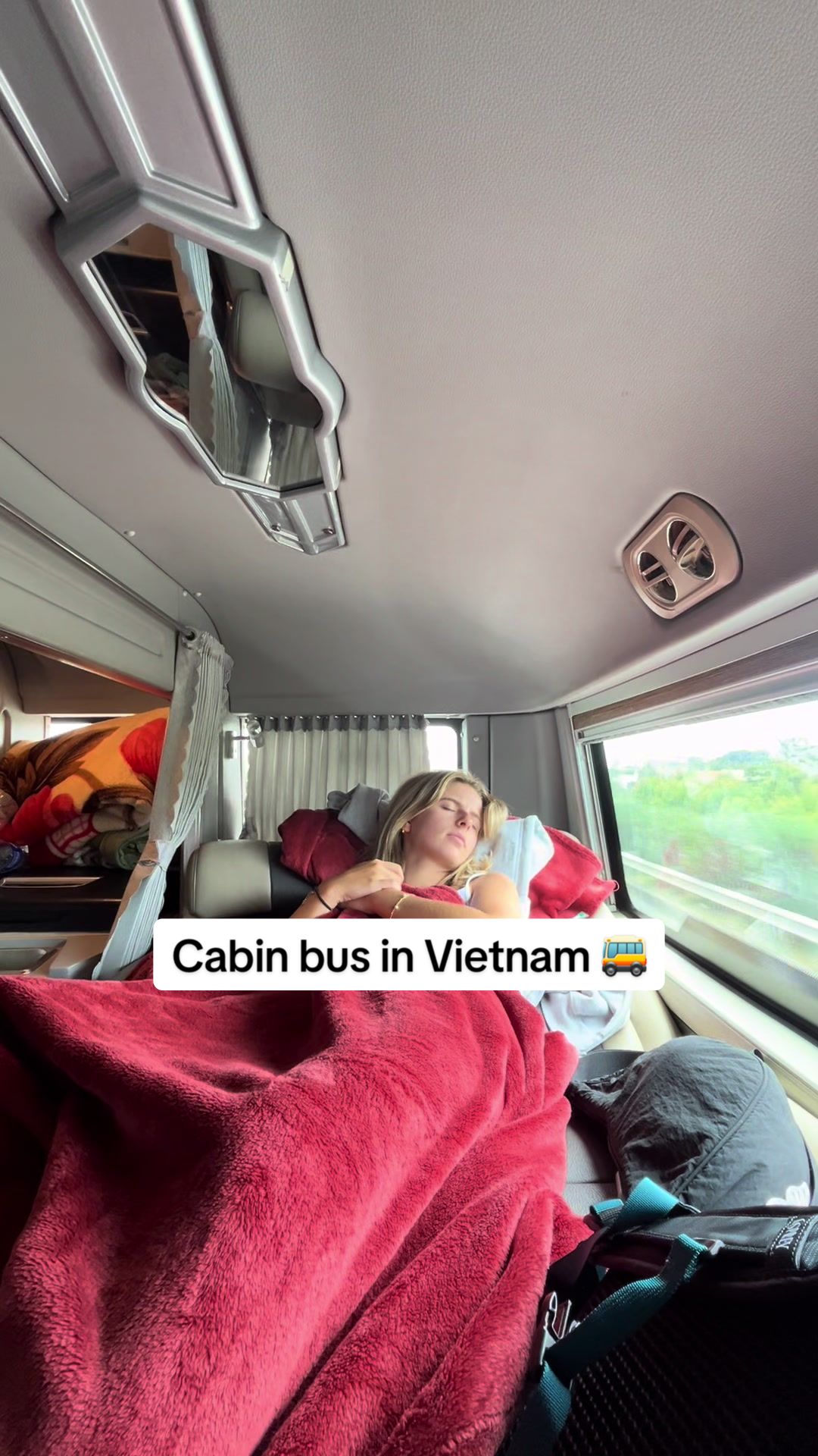 Also 2 blankets ??? Vietnam buses are next level #solotravel #travel #backpacking #vietnam #hagiangloop 