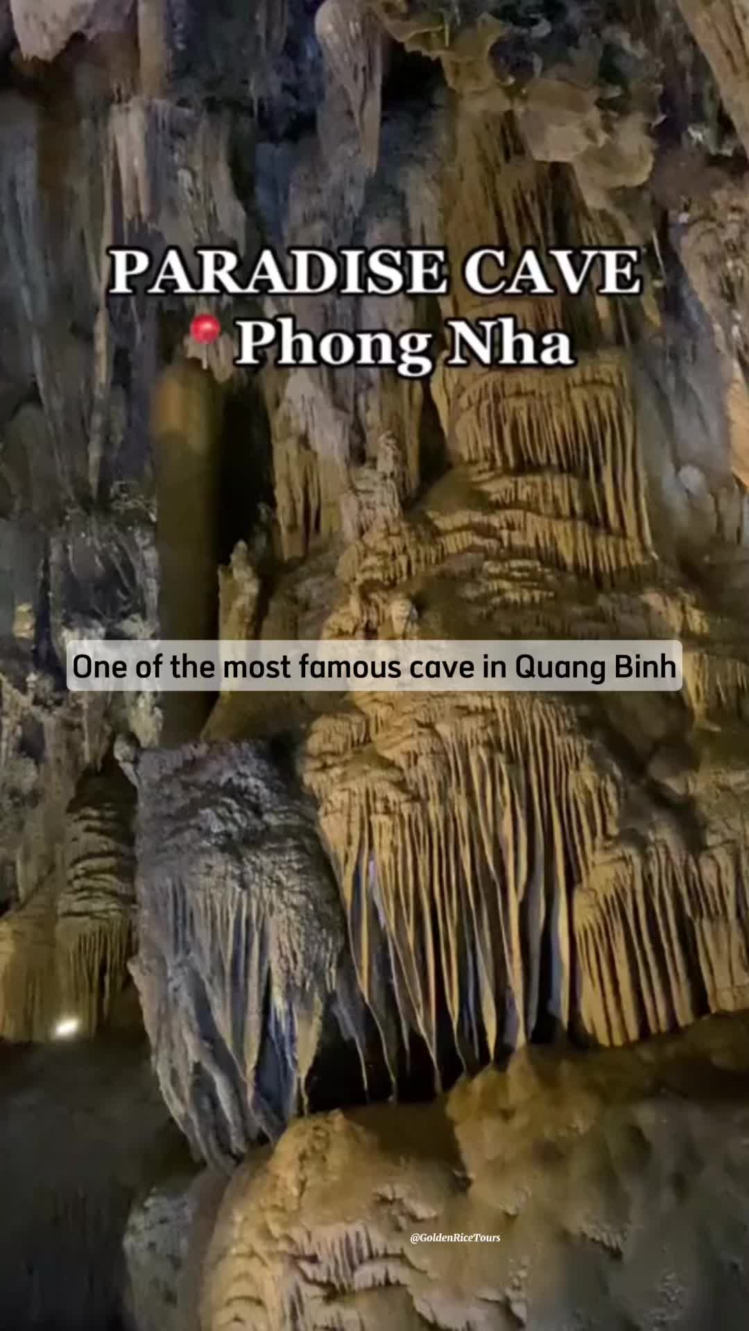 #quangbinh |🏞️PARADISE CAVE in Quang Binh🌄 Paradise cave is the most famous in Quang Binh, Viet Nam. It's recognized by UNESCO as a natural heritage of the World in 2002. Have you been here yet?  👉 Please contact us to book a tour to explore the beauty of this paradise cave 🫶🏻 #quangbinh #paradisecave #xuhuongtiktokkkk  &mdash;----  🏤 Add: 110B Nguyen Huu Tho, Da Nang, Viet Nam.  ❣️ We are looking forward to hearing from you at:  📞 WhatsApp: (+84) 904 524 245  📩 Email: Info@GoldenRiceTours.com  - Website: GoldenRiceTours.com  - Fanpage: GoldenRiceTours & DaNangPrivateTours - Instagram: goldenrice_tours - Tiktok: @goldenricetours #GoldenRiceTours #DaNangPrivateTours  #VietNamTours