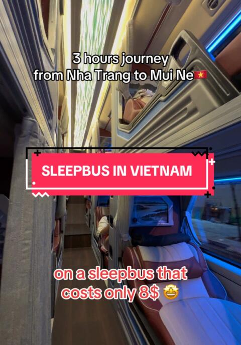 You can book a ticket through the Vexere mobile app. The buses are clean, comfortable, and even offer wifi #vietnam #sleepbus #sleeperbus 
