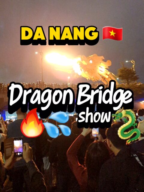 🔥A dragon that breathes fire AND water? 🐉💦 Da Nang&rsquo;s Dragon Bridge puts on a wild show every weekend. 🐲🌉 🕒 When? Every Friday, Saturday & Sunday at 9 PM sharp! 📍 Best spots to watch: ✨ Right on the bridge (if you don&rsquo;t mind getting sprayed with some  water), but the closest to the dragon!  ✨ The riverbanks for a drier view (where we are in this video)  ✨ Rooftop bars nearby 🍹🐉 Fair warning: crowds are huge, so get there early if you want a good spot!  Would you see the show? 🐉 . . . #VietnamTravel #DaNang #Vietnam #CouplesTravel #TravelVietnam #vietnamtravelTips #vietnamtips 