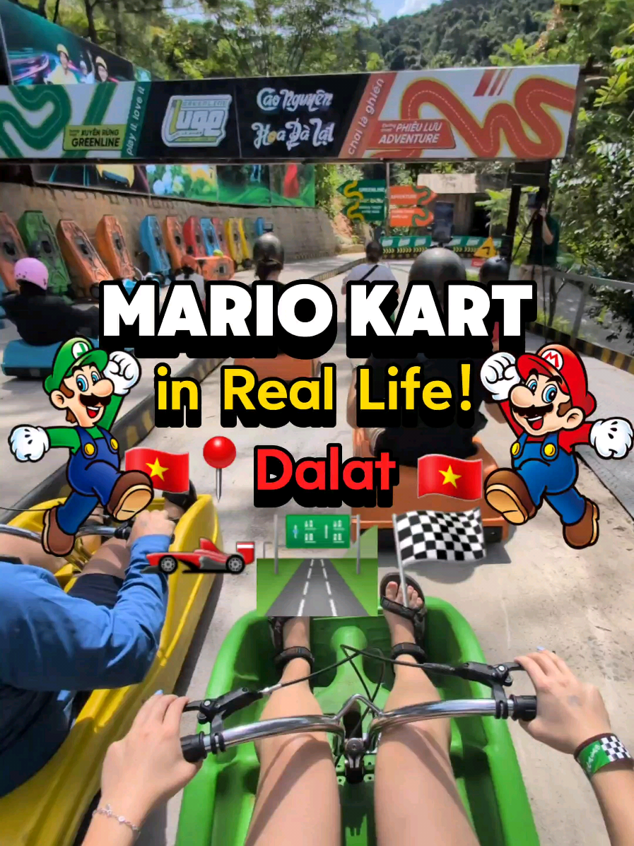 Real-life Mario Kart in Dalat? Count us in! 🏎️🏁 This is a must-do for any level of experience! There are two tracks: one for casual karting, and one for more of a challenge. Doing this can be as fun or relaxing as you want! 😌 📍 Dalat, Vietnam We took a bus from 📍Ho Chi Minh City to Dalat, and drove to the karting ourselves by motorbike, as it's not possible to get here with Grab taxi (too far from Dalat City). 🚕❌ It is, however, possible to get here even if you can't drive a motorbike! ✅ If you want info on the best way to get here from Ho Chi Minh City or this activity too, DM us! 📩 Would you try this? 🏁🤣 . . . #VietnamTravel #TravelTips #CouplesTravel #VietnamTips #mariokart 