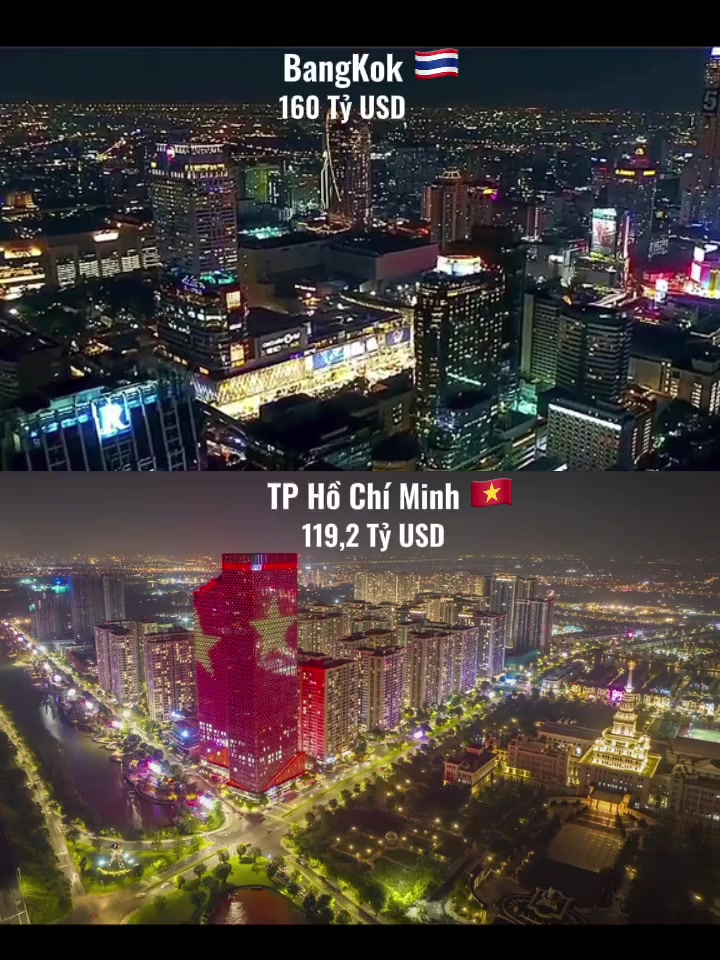 So S&aacute;nh Skyline Giữa TP. Hồ Ch&iacute; Minh 🇻🇳& BangKok 🇹🇭.