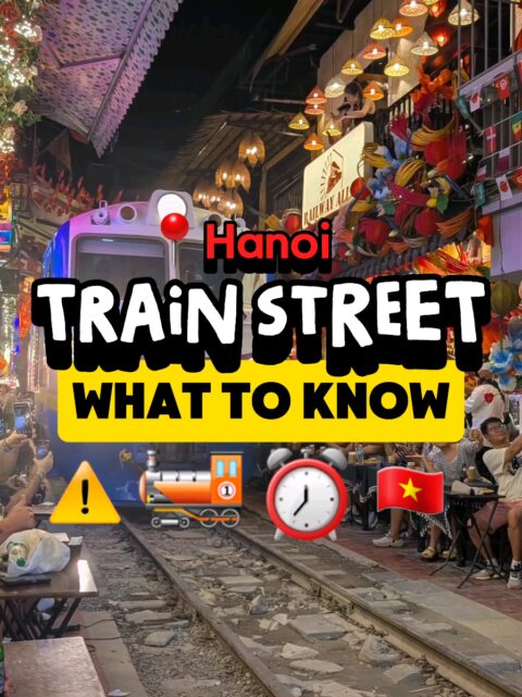 All the info 👇🚂 Entrances: ⬆️ Northern: More vibrant, crowded, pushy sellers, fewer trains. ⭐ Southern: Spacious, less chaotic, more trains. Tips: ⏰ Arrive 30 minutes early to secure a good caf&eacute; seat. 🚂 Check train schedules (varies daily) via our updated article. ⚠️ Expect tour groups; southern entrance is quieter. Find our favorite caf&eacute;s & train street timetables in our article via the  🔍 Find Video Info button  on the link in our bio 🔗 . . . #trainstreet #hanoitrainstreet #hanoi #vietnam #vietnamtips 