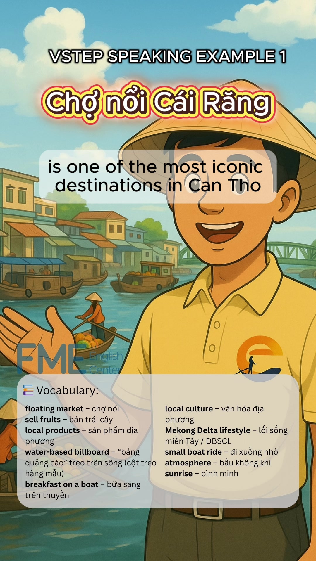 Học tiếng Anh qua b&agrave;i thi n&oacute;i mẫu. Chủ đề Floating Market Cai Rang #hoctienganh #hoctienganhmoingay #vstep