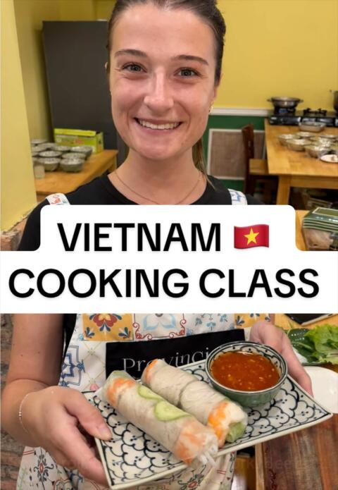 Day 2/45 in Vietnam! 🇻🇳  Cooking like a local in Ho Chih Minh City! What&rsquo;s your favourite food in HCMC / Saigon?  Wait for the end for the final review&hellip; #vietnam #cookingclass #saigonfood #backpacking #vietnamfood 