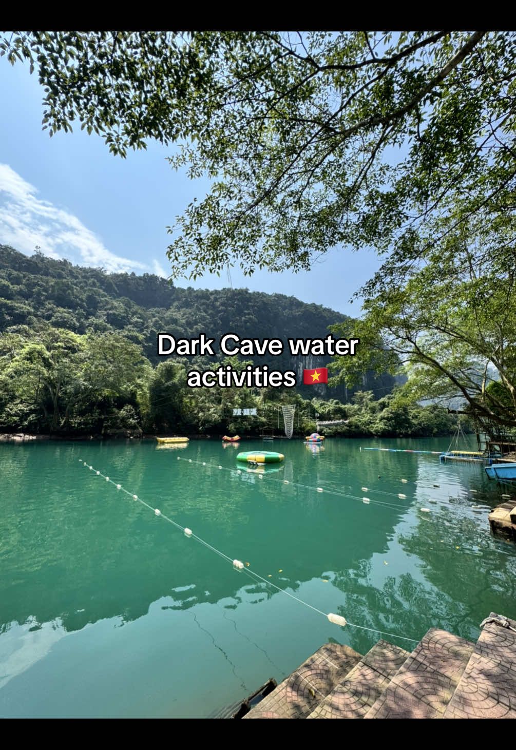 Only &pound;8 each! 👏🏼 #travel #traveltiktok #waterpark #water #zipline #vietnam #phongnha #fyp #comewithus #thingstodo 