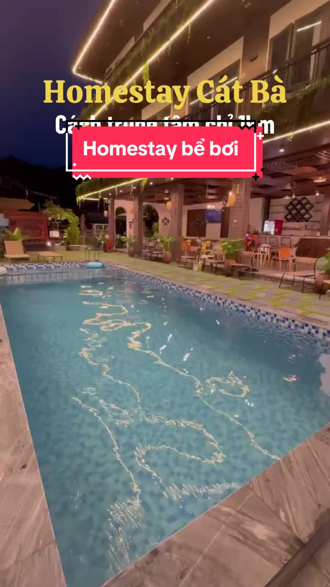 Homestay C&aacute;t B&agrave; c&oacute; bể bơi rộng🤔 #fypシ #xuhuongtiktok #reviewcatba #homestaycatba 
