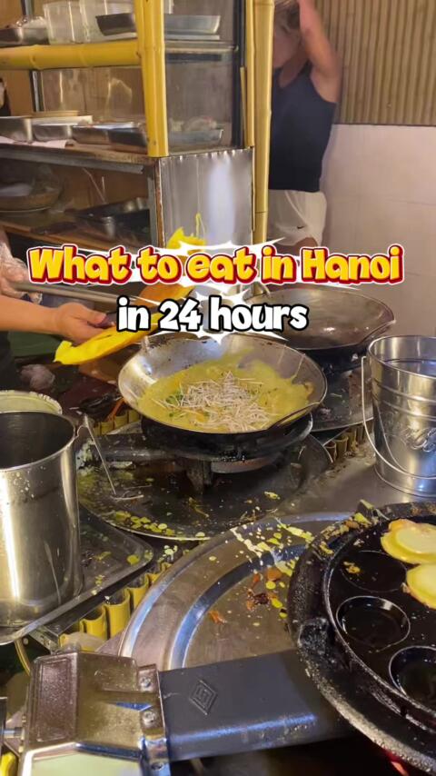 What to eat in 24 hours in Hanoi 🇻🇳 Street food heaven from breakfast to midnight! 👉 Save this for your Hanoi food tour #whattoeat #hanoi #streetfood #vietnamtravel #hanoitravel 