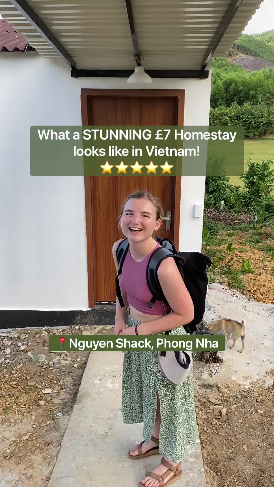 My favourite place to stay in all of Vietnam!What a &pound;7 Homestay looks like in Phong Nha!🇻🇳💰The most beautiful place with a balcony looking out on the buffalo in the nature reserve and free room service!!🌳🐂🌸  #travel #southeastasia #vietnam #studenttravel #backpacking #fyp #vietnamvlog #travel #phongnha #darkcave #dayinmylife #tiktoktravel